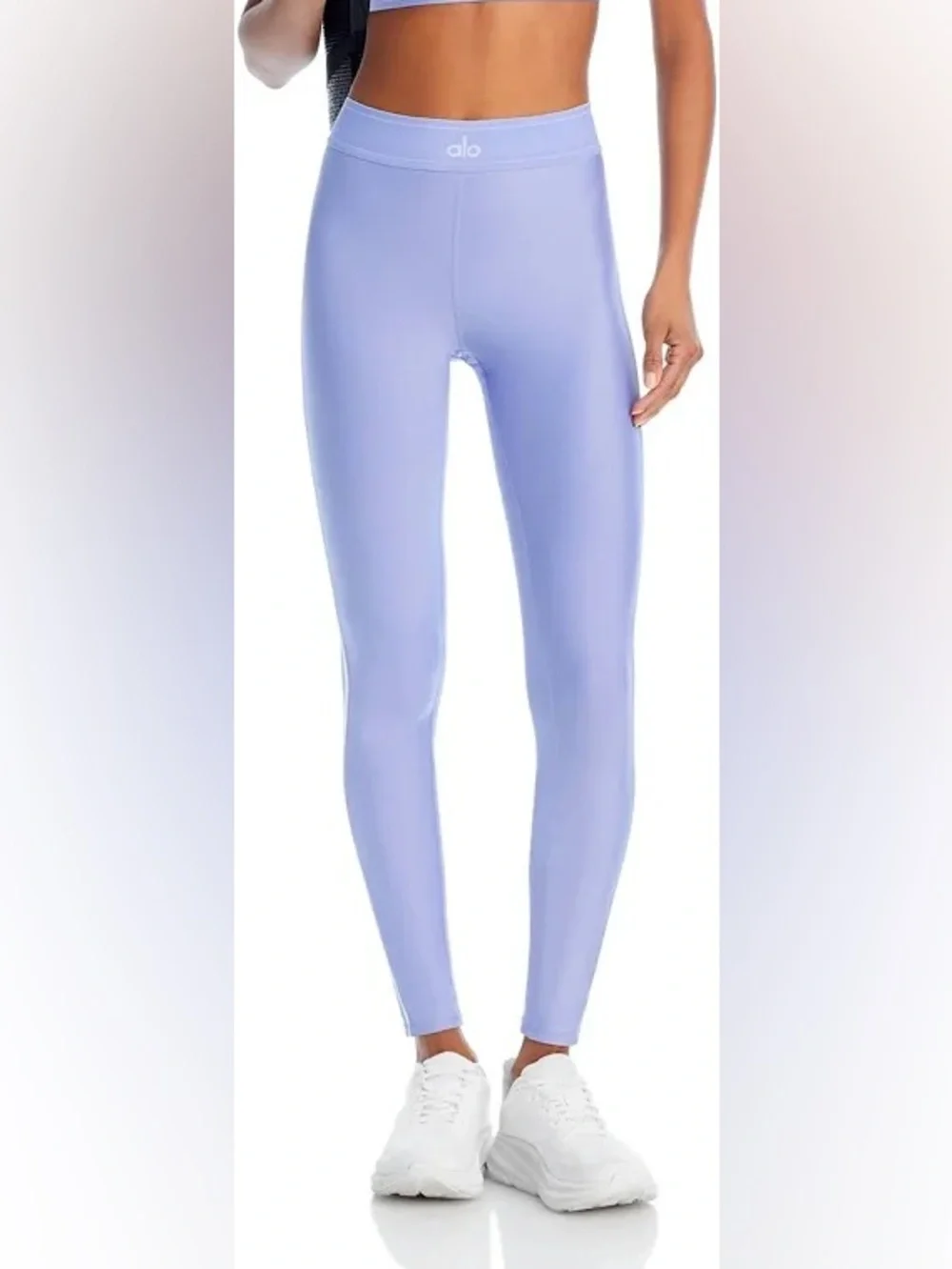Alo Yoga Airlift High-Waist Suit Up Leggings Lilac Blue White Piping M